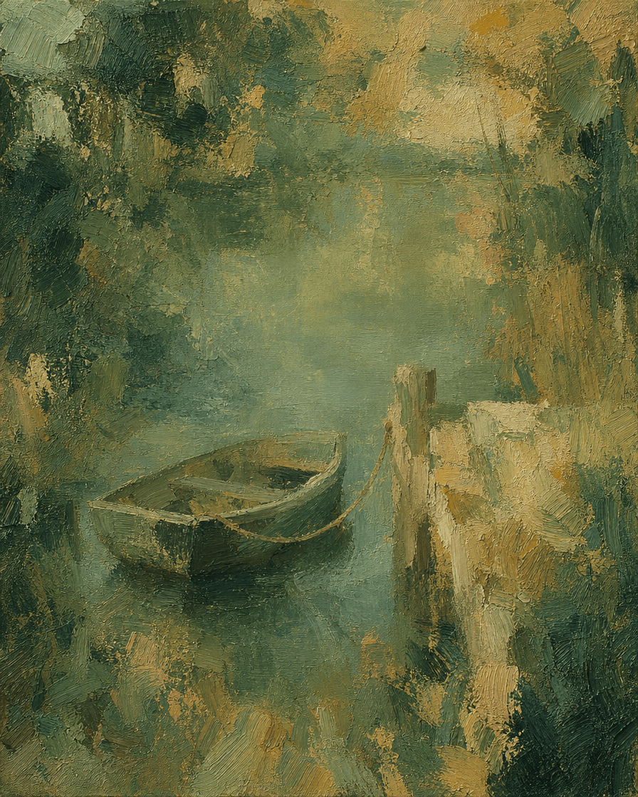 Rowing boat tied to a jetty