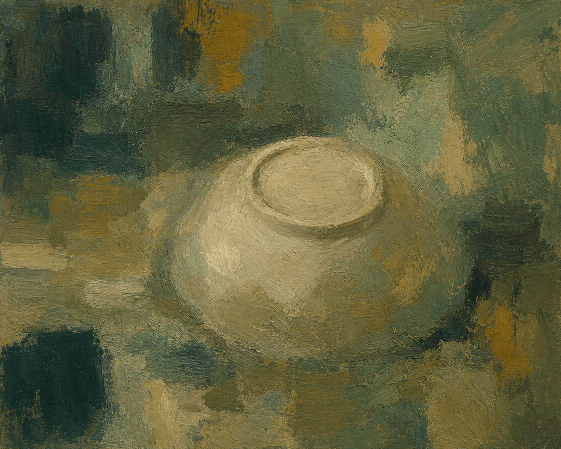 Upturned clay bowl with a blank base