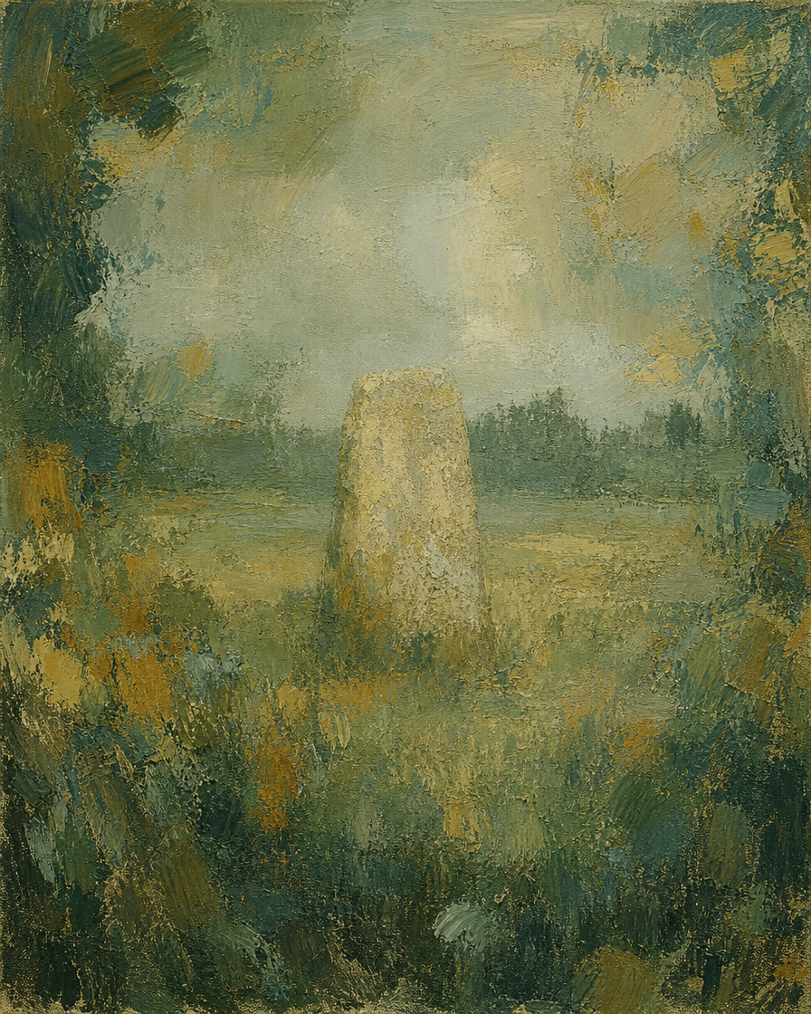 Single standing stone in a field
