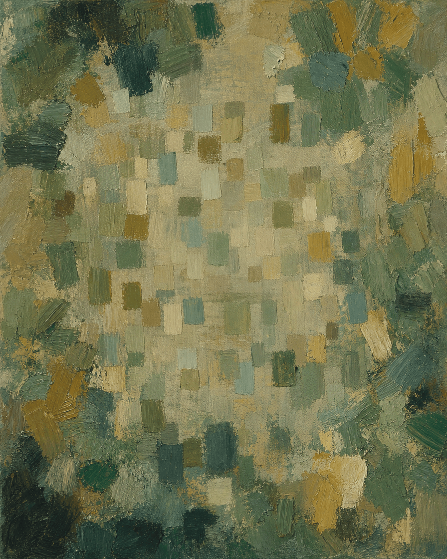 Small color samples pinned to a wall