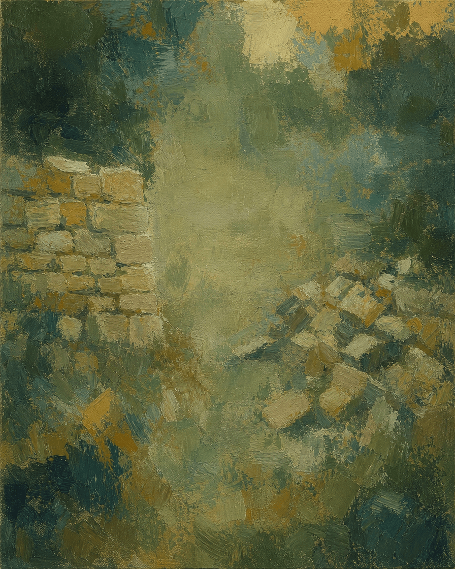 Dry stone wall beside a pile of loose stones