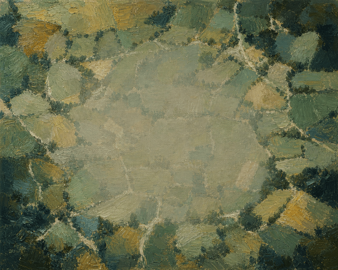 Small fields divided by hedgerows, seen from above