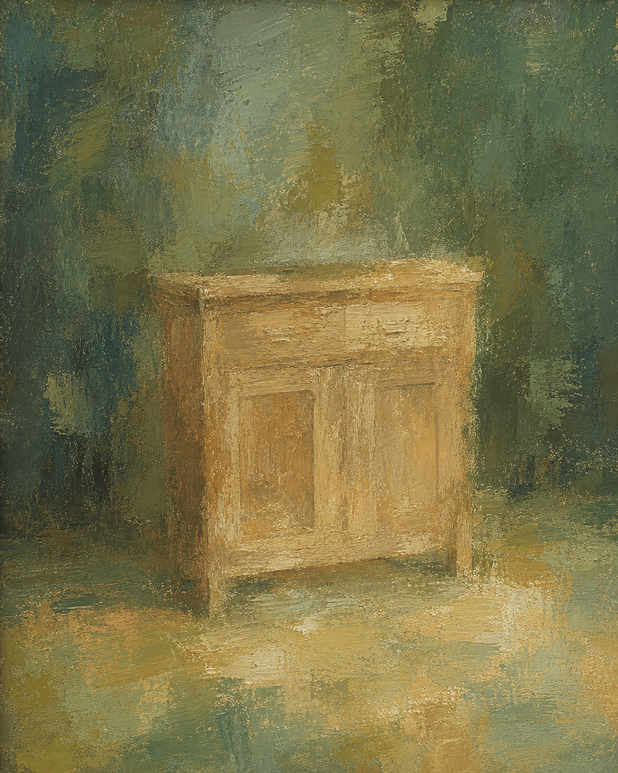 Finished wooden cabinet in a workshop