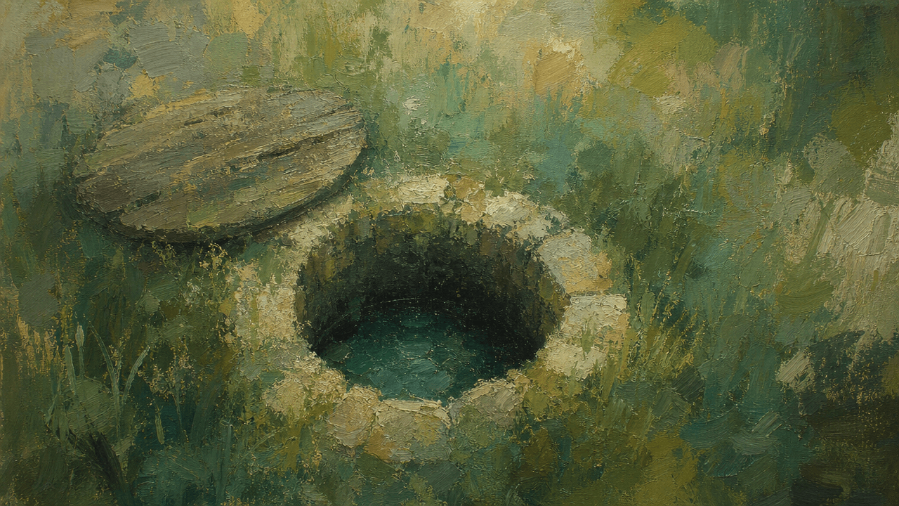 Open well with water below
