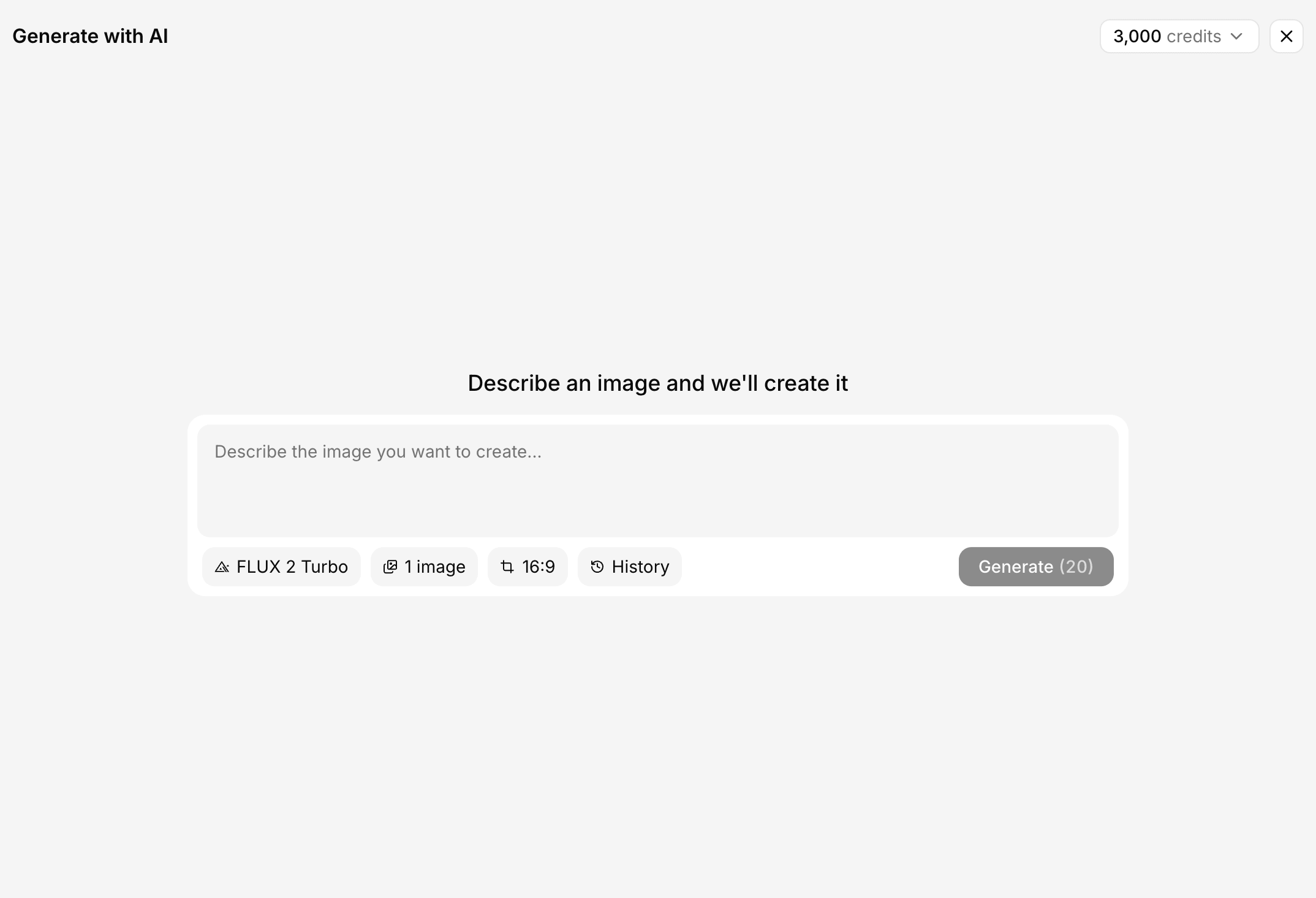 The Generate tab in the media picker
