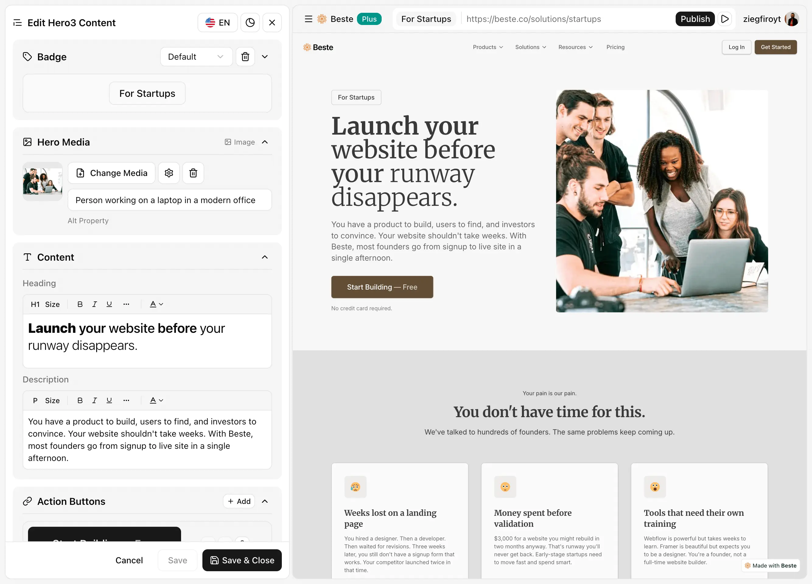 Beste: Website Builder Content Editor