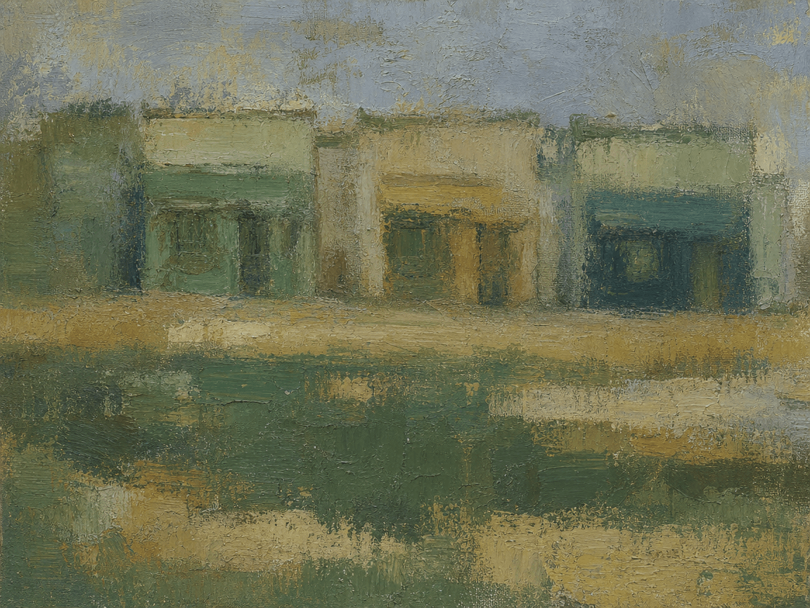 Shopfronts along a quiet street
